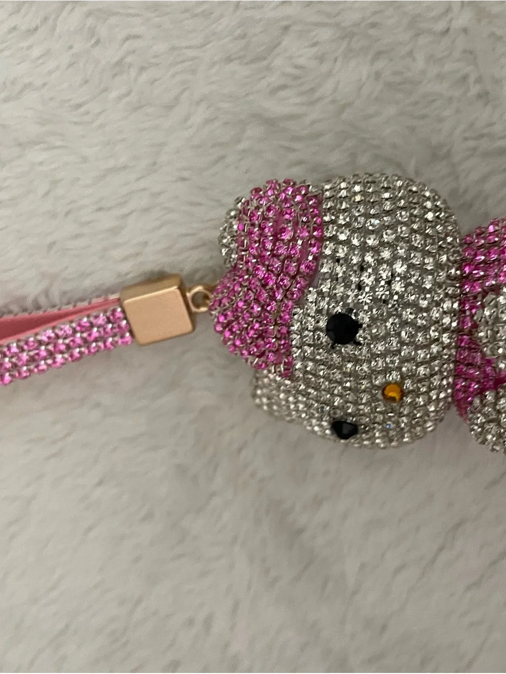 Hello Kitty Pink & Gold Crystal Charm Keyring